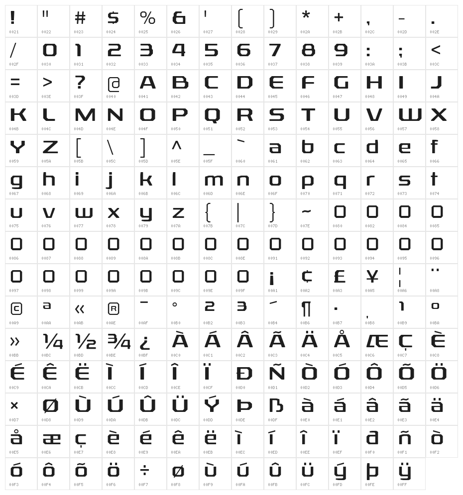 RexliaRg-Regular Character Map