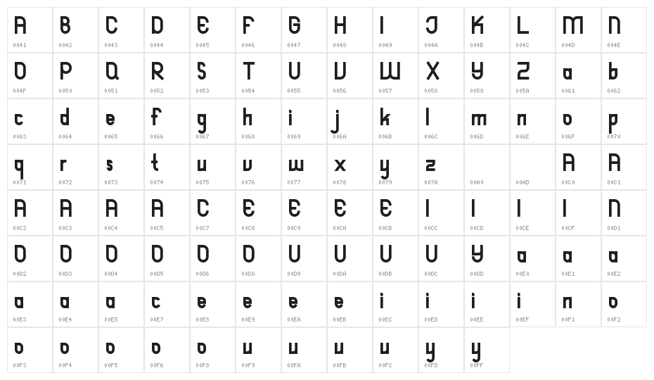 Reyburn Demo Bold Character Map