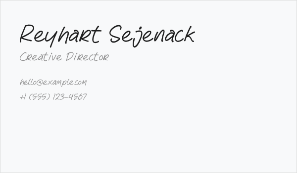 Reyhart Sejenack Business Card