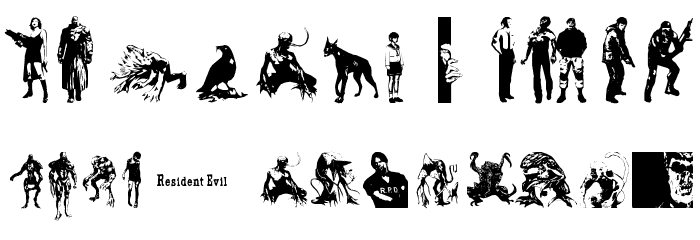 resident evil characters Font LOWERCASE