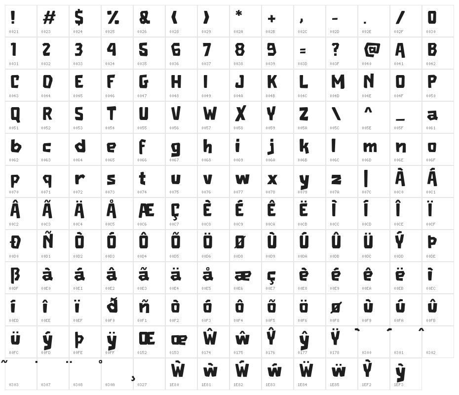 RG JINGLEWOOD Regular Character Map
