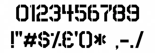 RH Carrier Stencil Font OTHER CHARS