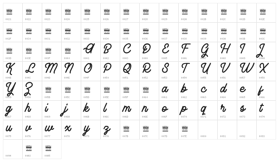 Rhaikane Character Map