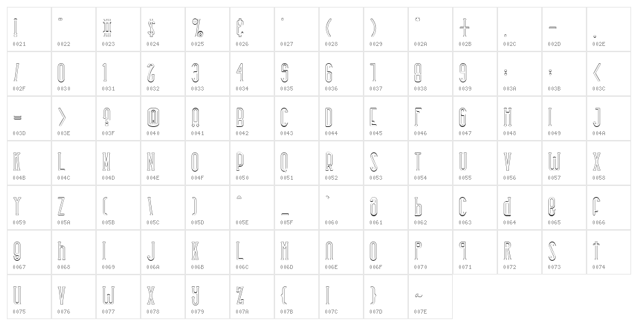 Rhantica-SerifOut Character Map