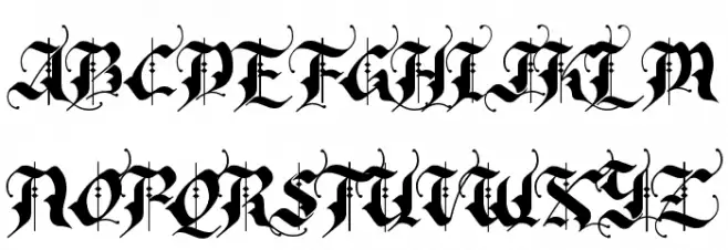 Rhapsody Black Letter Regular Font UPPERCASE