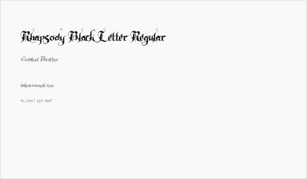 Rhapsody Black Letter Regular Business Card