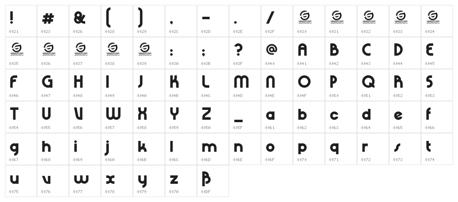 Rhino Sans Personal Use Character Map