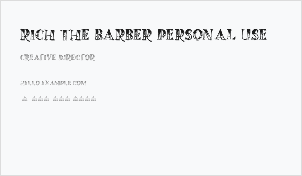 RICH THE BARBER PERSONAL USE  Business Card