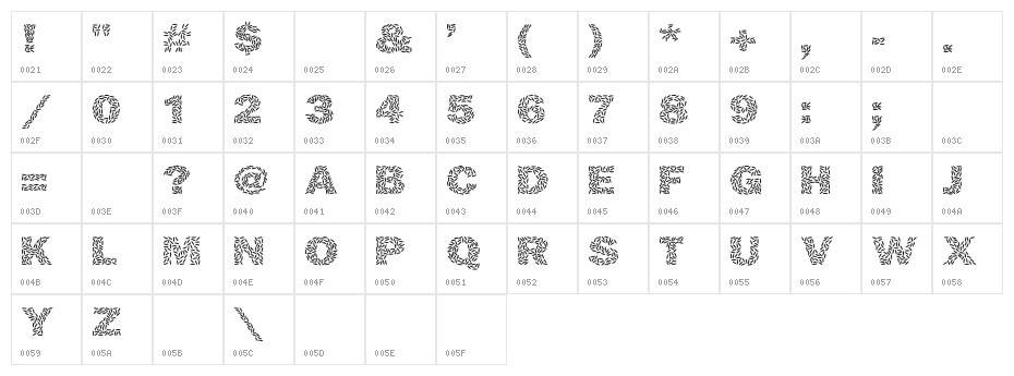 Ricecakes Character Map