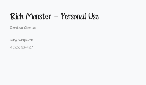 Rich Monster - Personal Use Business Card
