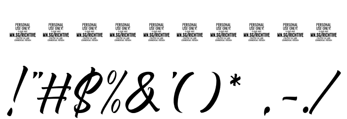 Richtive Script PERSONAL USE Regular Font OTHER CHARS