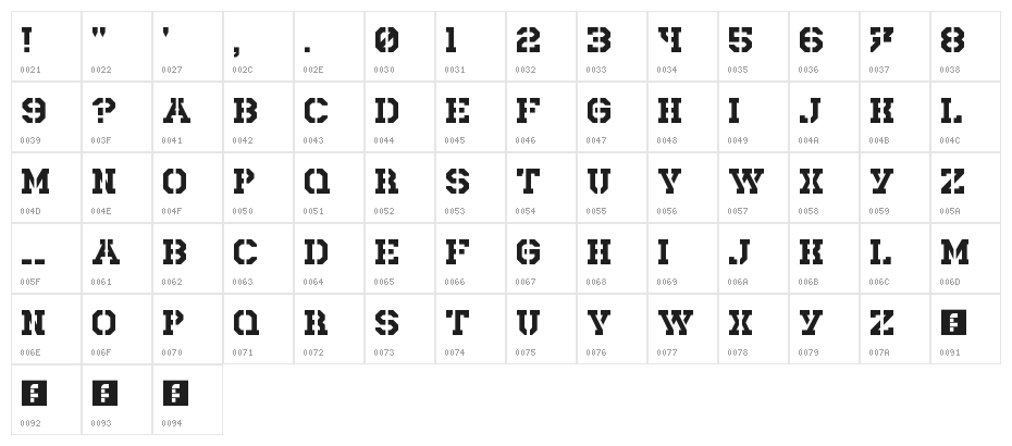 Rick Lobster Regular Character Map