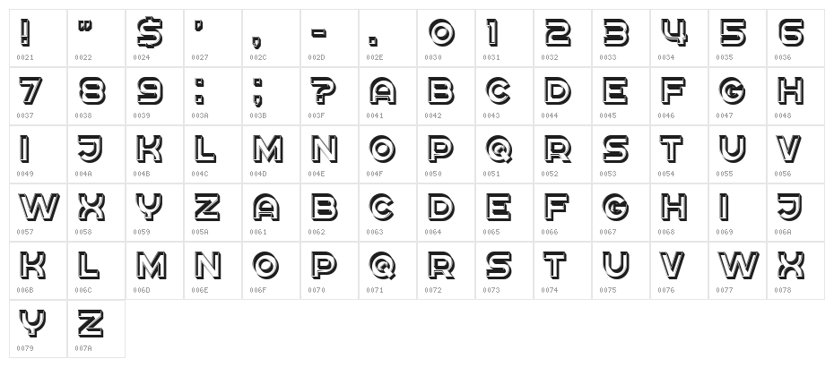 Rickrack 3D Regular Character Map