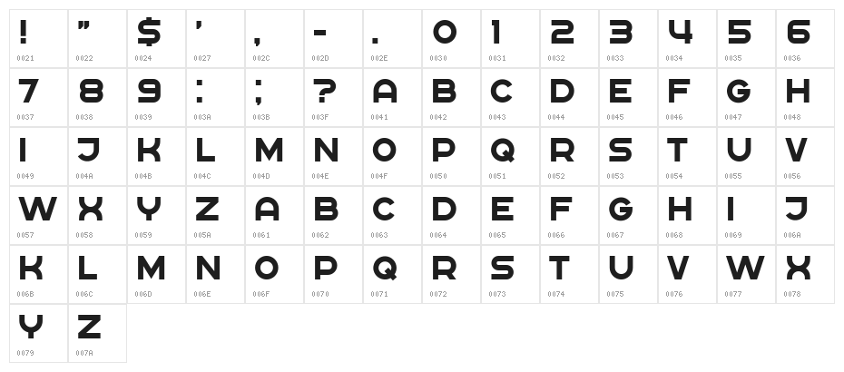 Rickrack Regular Character Map