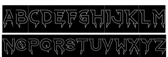 Ride The Lightning-Hollow-Inver Schriftart Groß