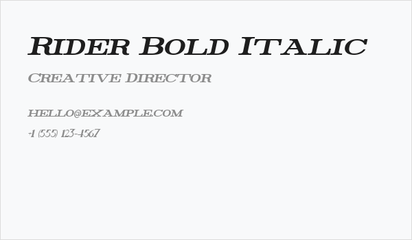 Rider Bold Italic Business Card