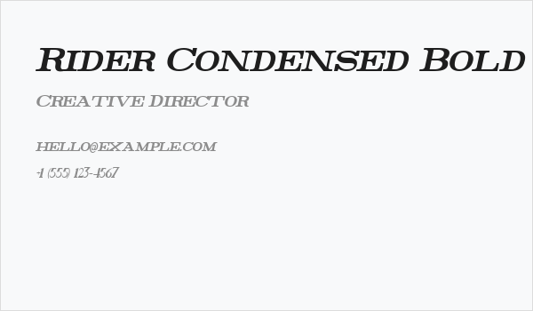 Rider Condensed Bold Italic Business Card