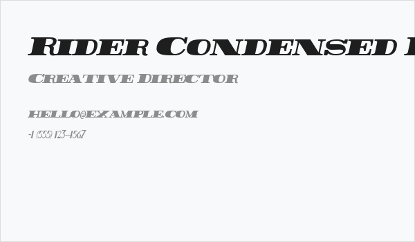 Rider Condensed ExtraBlack Italic Business Card