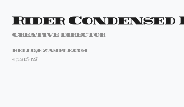 Rider Condensed ExtraBlack Business Card