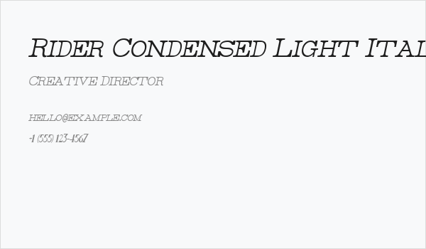 Rider Condensed Light Italic Business Card