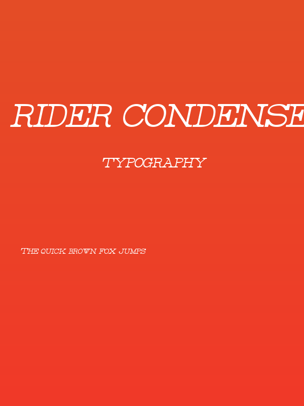 Rider Condensed Light Italic Poster