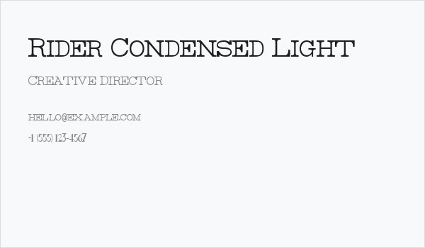 Rider Condensed Light Business Card