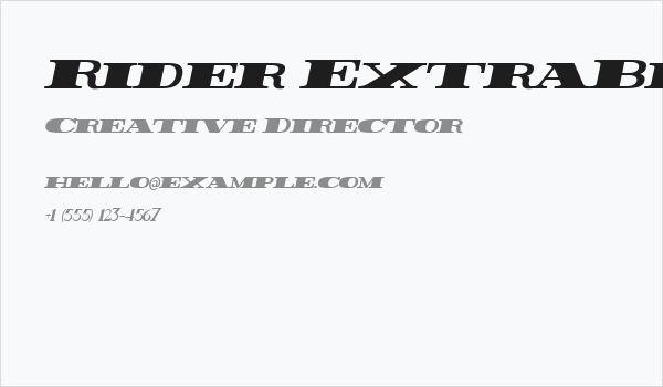 Rider ExtraBlack Italic Business Card