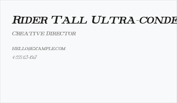 Rider Tall Ultra-condensed Bold Italic Business Card