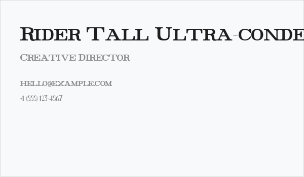 Rider Tall Ultra-condensed Bold Business Card