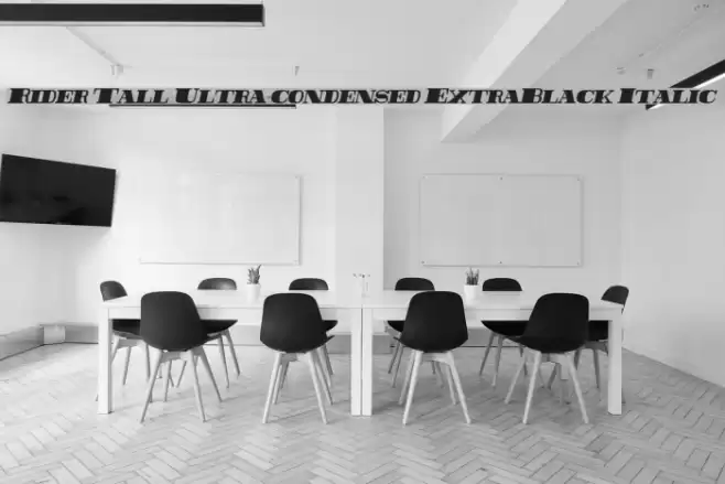 Rider Tall Ultra-condensed ExtraBlack Italic Font examples