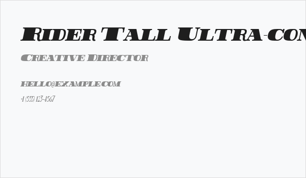 Rider Tall Ultra-condensed ExtraBlack Italic Business Card