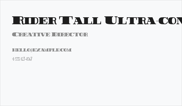 Rider Tall Ultra-condensed ExtraBlack Business Card