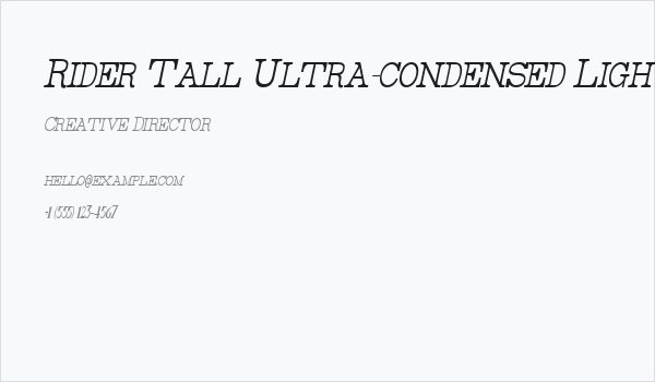 Rider Tall Ultra-condensed Light Italic Business Card