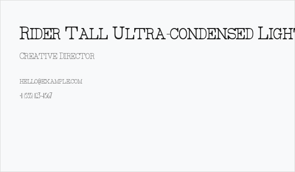 Rider Tall Ultra-condensed Light Business Card