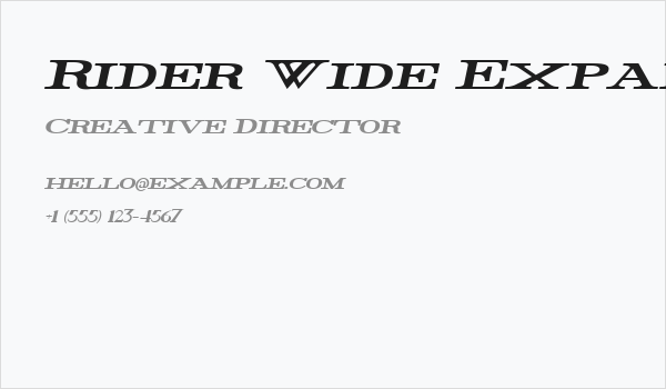 Rider Wide Expanded Bold Italic Business Card