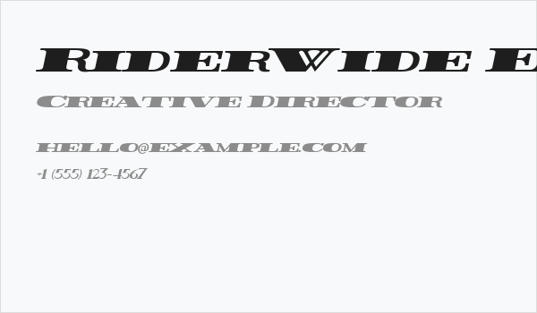 Rider Wide Expanded ExtraBlack Italic Business Card