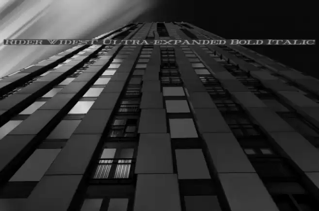 Rider Widest Ultra-expanded Bold Italic Font examples