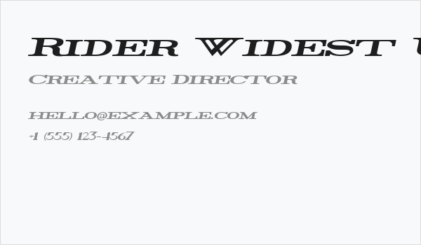 Rider Widest Ultra-expanded Bold Italic Business Card