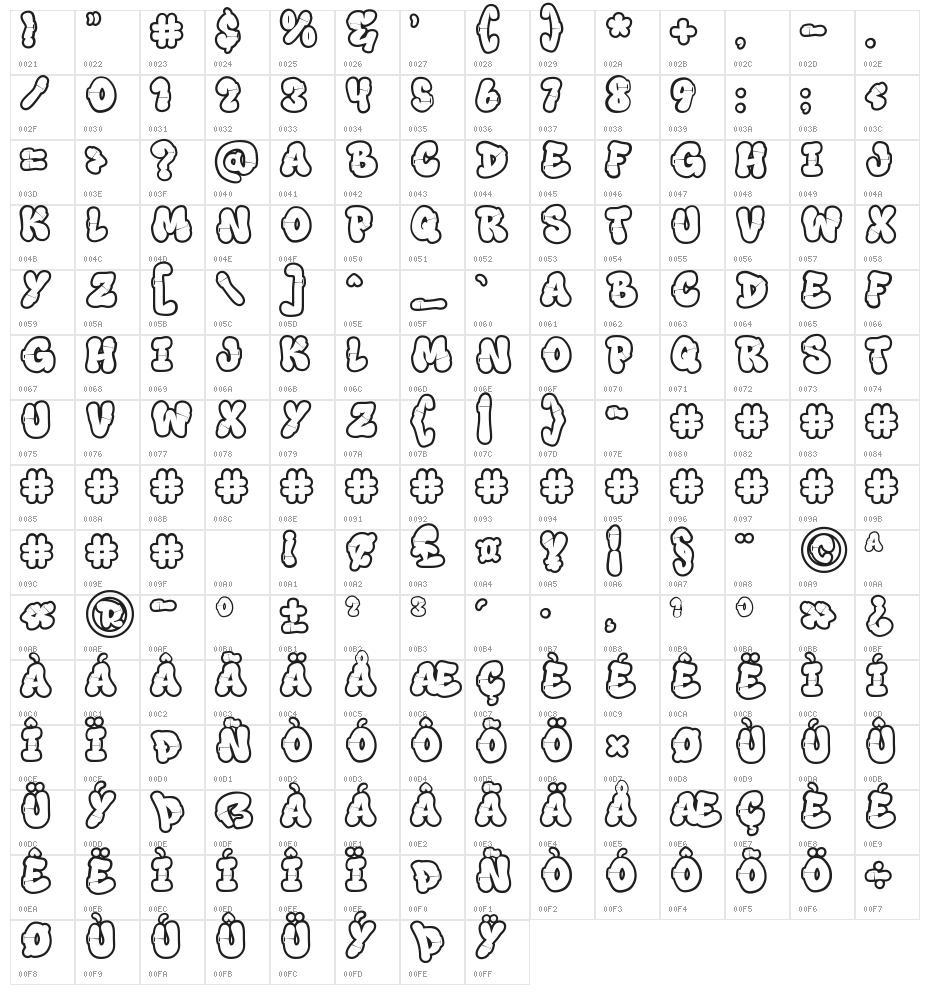 Rift Punk Outline Outline Character Map