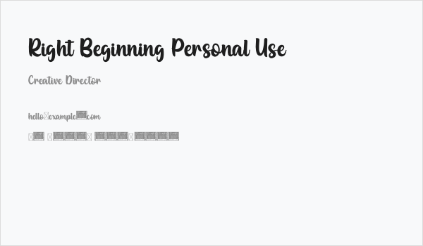 Right Beginning Personal Use Business Card