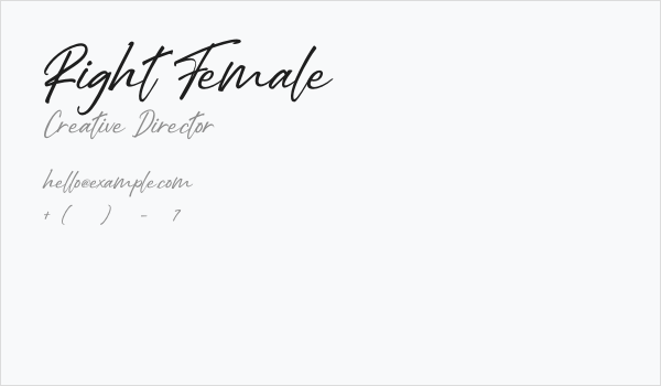 Right Female Business Card