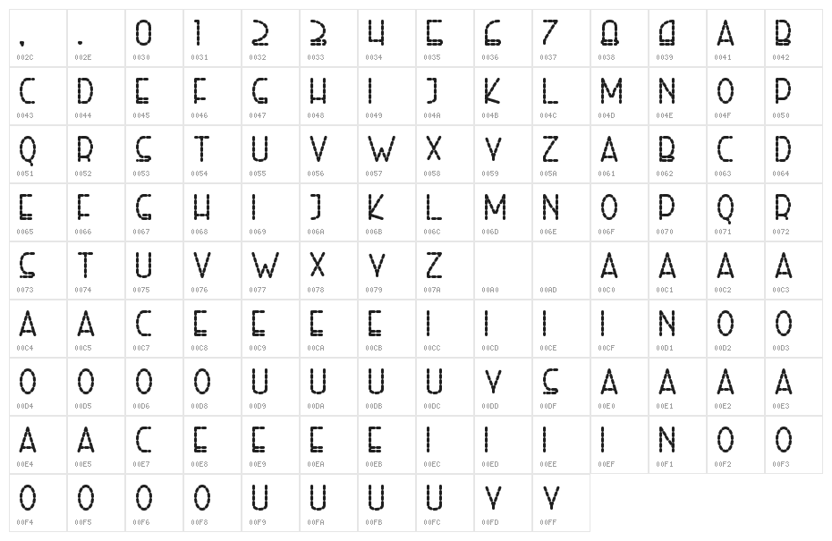 Right Hand ExtBoldDash Character Map