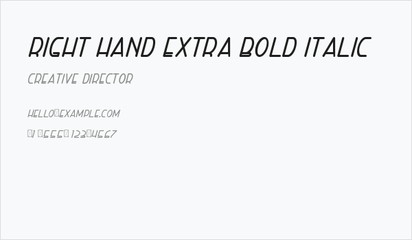 Right Hand Extra Bold Italic Business Card