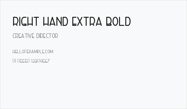 Right Hand Extra Bold Business Card