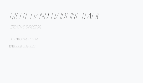 Right Hand Hairline Italic Business Card