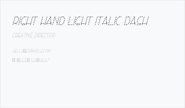Right Hand Light Italic Dash Business Card