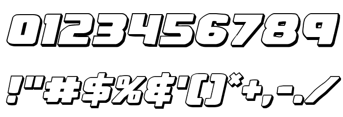 Right Hand Luke 3D Italic Font OTHER CHARS