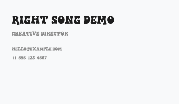 Right Song DEMO Business Card