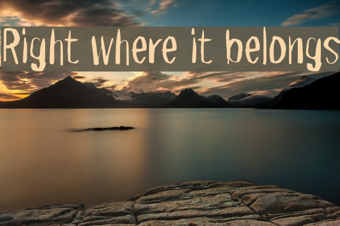 Right where it belongs Schriftart examples