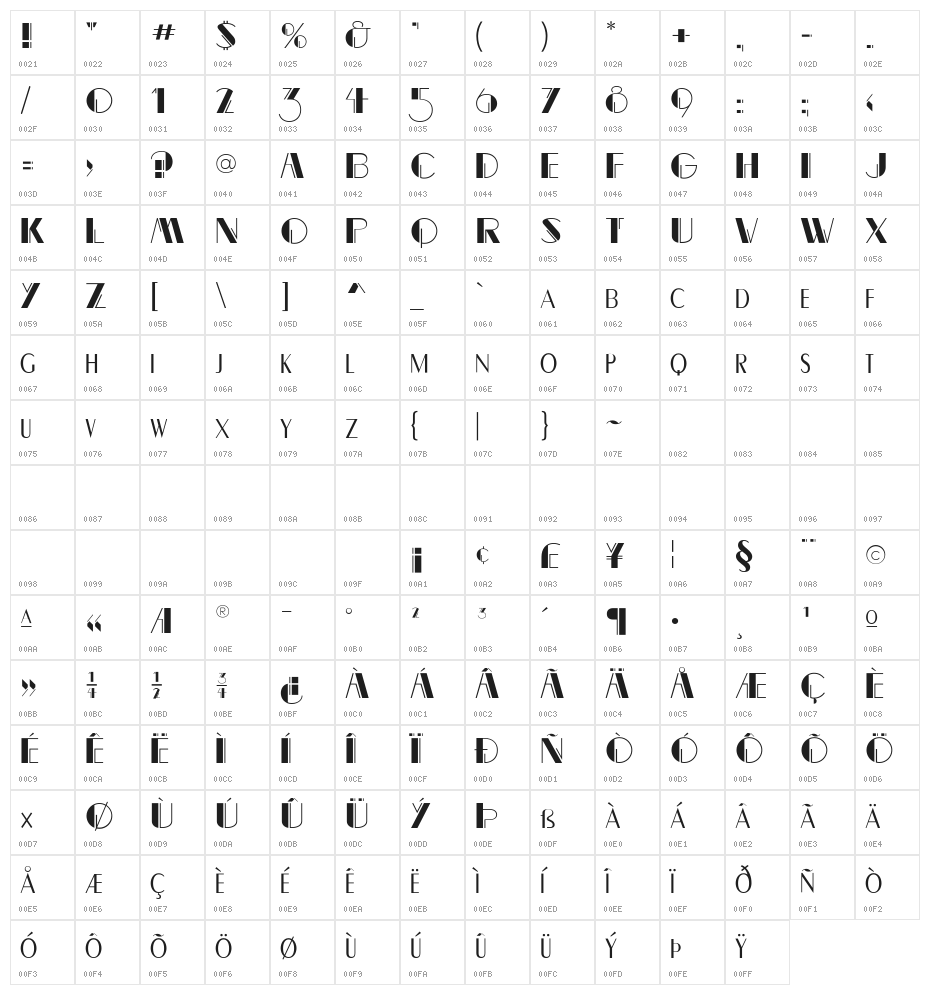 RightBankFLF Character Map